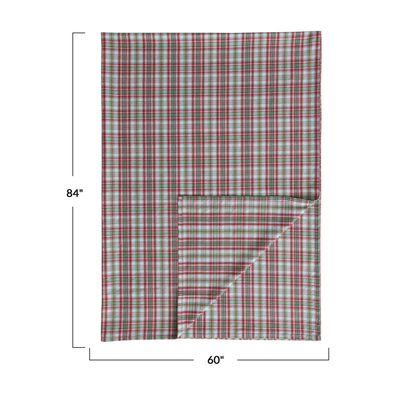 Woven Cotton Table Cloth W Plaid Pattern