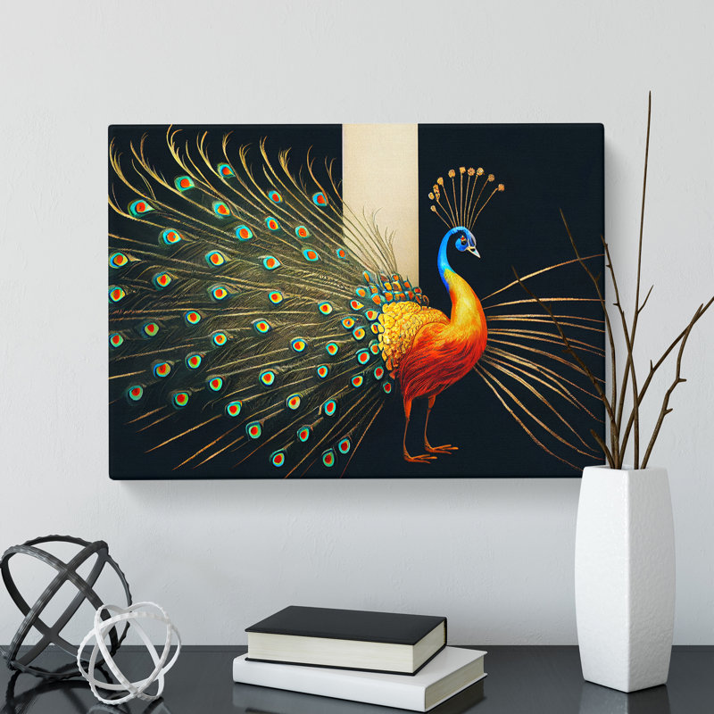 Cosmopolitan Peacock - Wrapped Canvas Painting, 35cm H x 50cm W x 3cm D