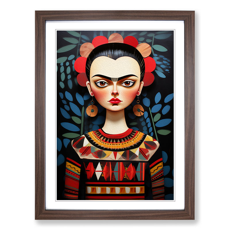 Frida Kahlo Constructivism - Framed Print, 64cm H x 46cm W x 2cm D, Walnut