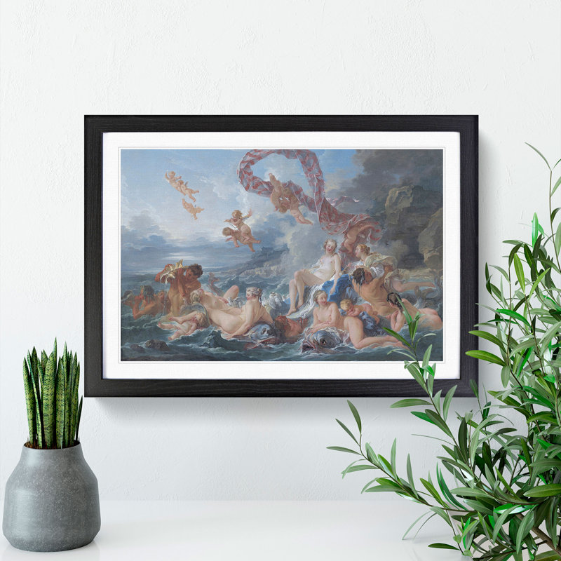 The Triumph of Venus by Francois Boucher - Picture Frame Painting, 27cm H x 36cm W x 2cm D, Black Framed