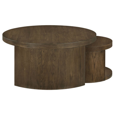 Sweeney 2-Piece Round Nesting Coffee Table Set with Curved Bases, Dark Walnut