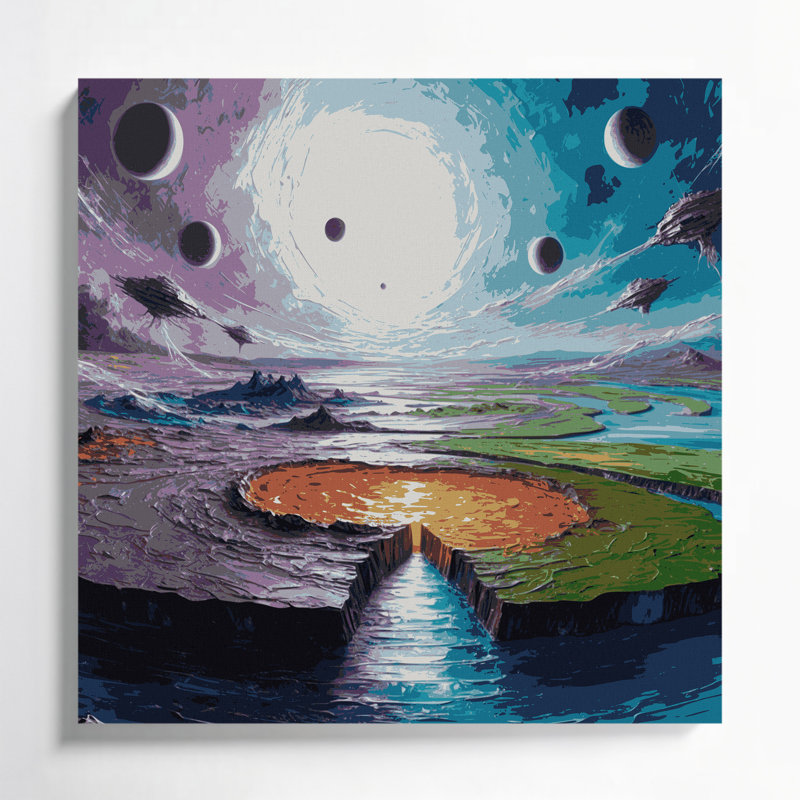 «Sci Fi Terraforming proces», art sur toile mauve, H 12 po x l 12 po