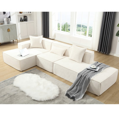 Contemporary Minimalist , Beige Terrycloth, No Assembly, Simple Yet Chic Spacious With Square And Pillows