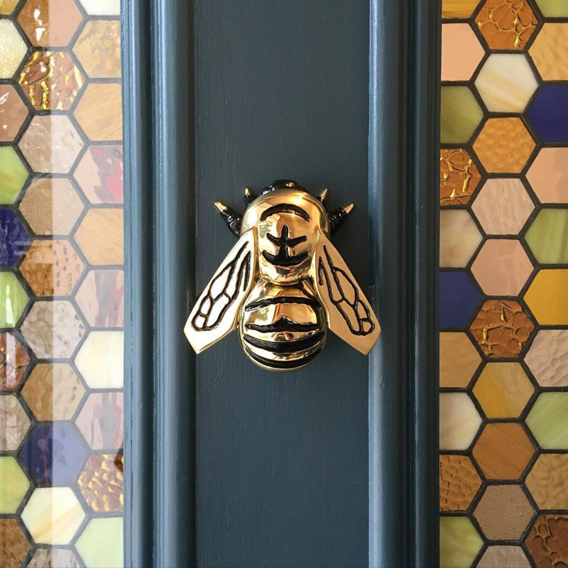 Bumblebee Door Knocker, Brass, 4.5" H x 4.5" W x 2" D