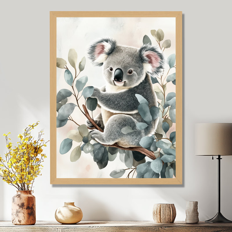 Gris - Tableau encadré d'animal, 44" H x 34" W, Natural Picture Framed
