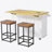 Farmhouse Kitchen Island On Wheels With Drop Leaf And 2 Seatings, Kitchen Cart Set With Storage Cabinet, Drawers, Door Shelves And Power Outlet, White-1260002074