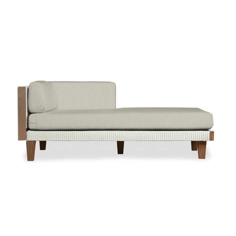 Catalina Outdoor Teak Chaise Lounge, Sailcloth Seagull, Ivory