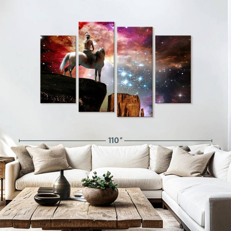 Lelar Native American Warrior At Night, 54" H x 84" W