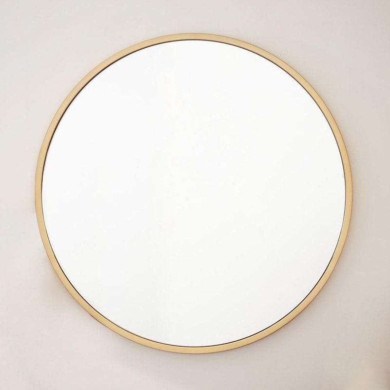 Bali Round Metal Modern Wall Mirror, Gold, 32" x 32"