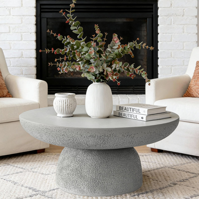 27.8" Round Coffee Table, Gray