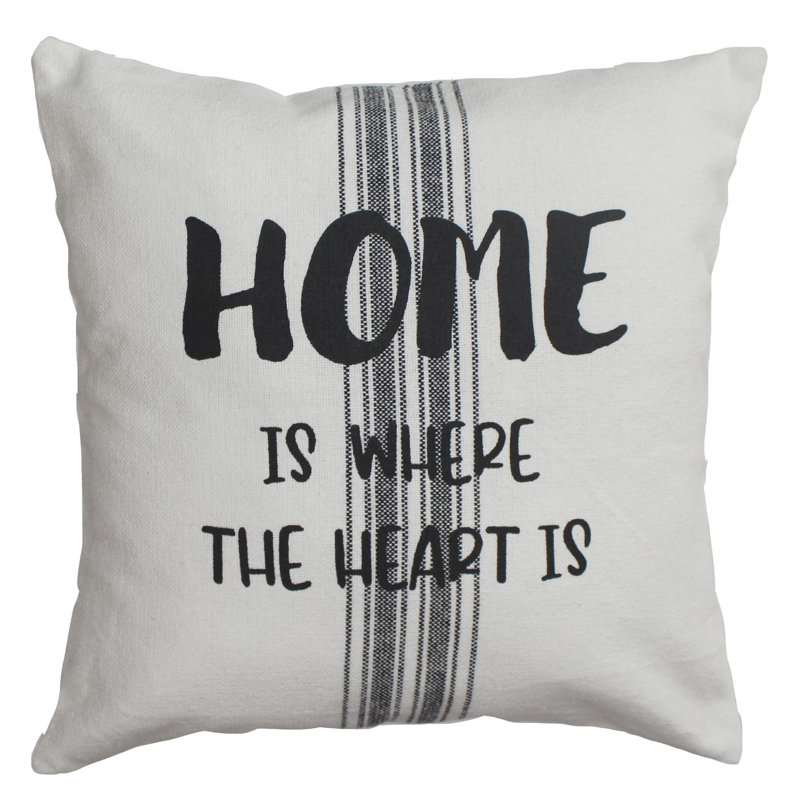 Coton - Coussin décoratif réversible imprimé en coton blanc et noir, H 14 po x l 14 po, Noir / blanc, Carré
