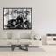 Motocyclette, reproduction grise et noire sur toile