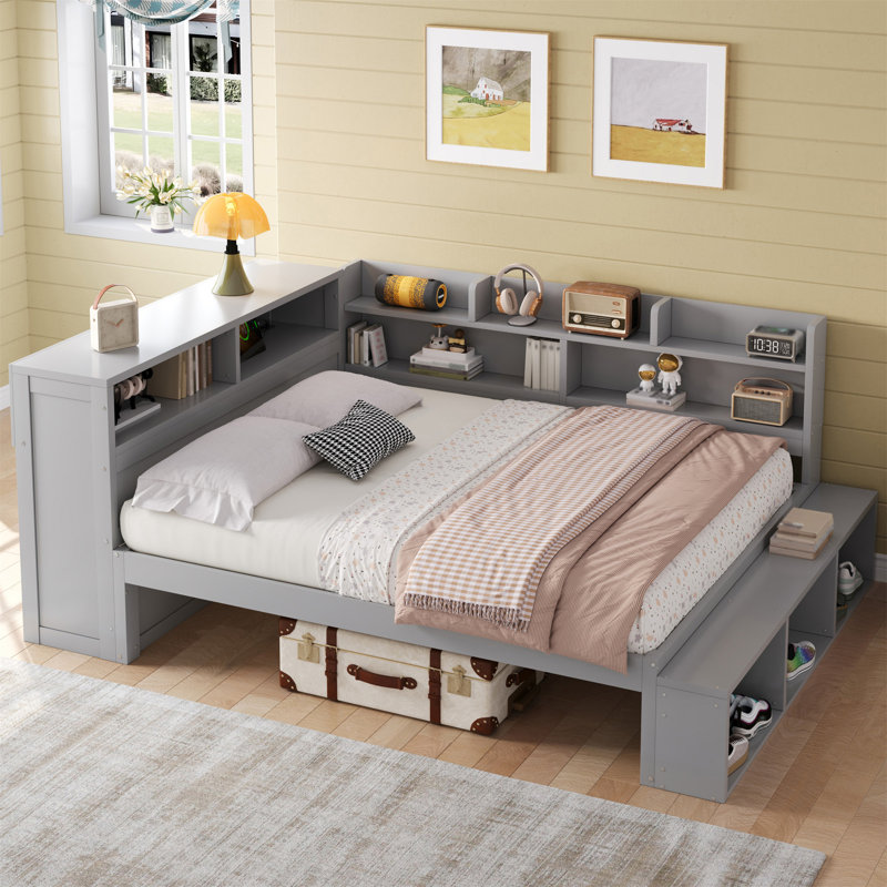 Lit de jour avec armoires de rangement, Gris