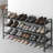 3-Tier Black Long Shoe Rack, Suitable For Closet And Entryway, Wide Metal Material Storage