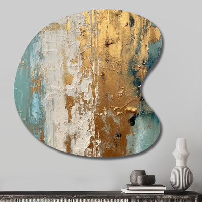 Gilded Daydreames VII - forme abstraite minimaliste en métal, sculpture murale en métal Freeform