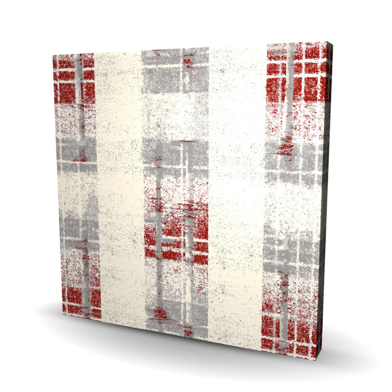 Grunge Red Pattern - Beige Canvas Home Decor Accent Piece