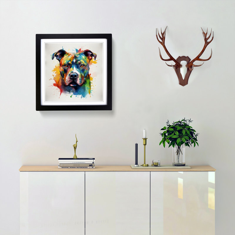Staffordshire Bull Terrier No.2 - Framed Print, Black