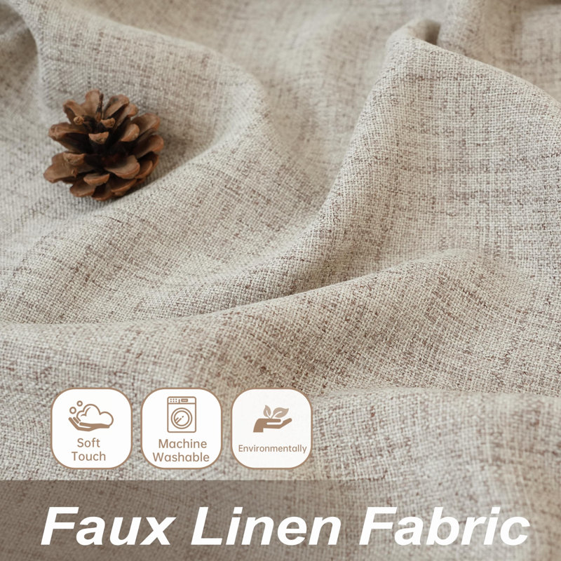 Paire de rideaux semi-transparents avec passe-tringle Janie, L 52 po x L 96 po, Lin kaki pâle