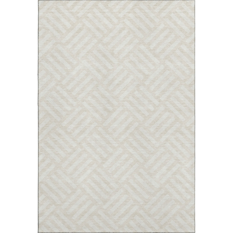 Tapis ivoire Cerrito lavable à la machine de qualité supérieure, Rectangle 9 pi x 12 pi