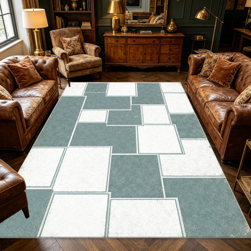Sage Green Mosaic   area rugs for Living Room, Soft and Comfortable, Suitable for all seasons, easy to maintain, machine washable Indoor floor mat, Under Table Farmhouse suitable for Bedroom, Dining Room, Study,  Balcony, Home Decor Patio