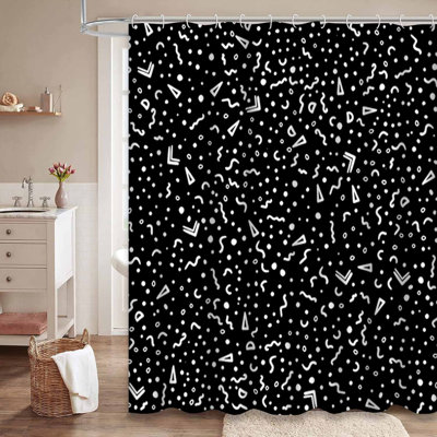 Confetti Party Pop Art Fashion White Shower Curtain with 12 Hooks