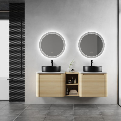 Meuble-lavabo mural avec lavabo d'art en céramique