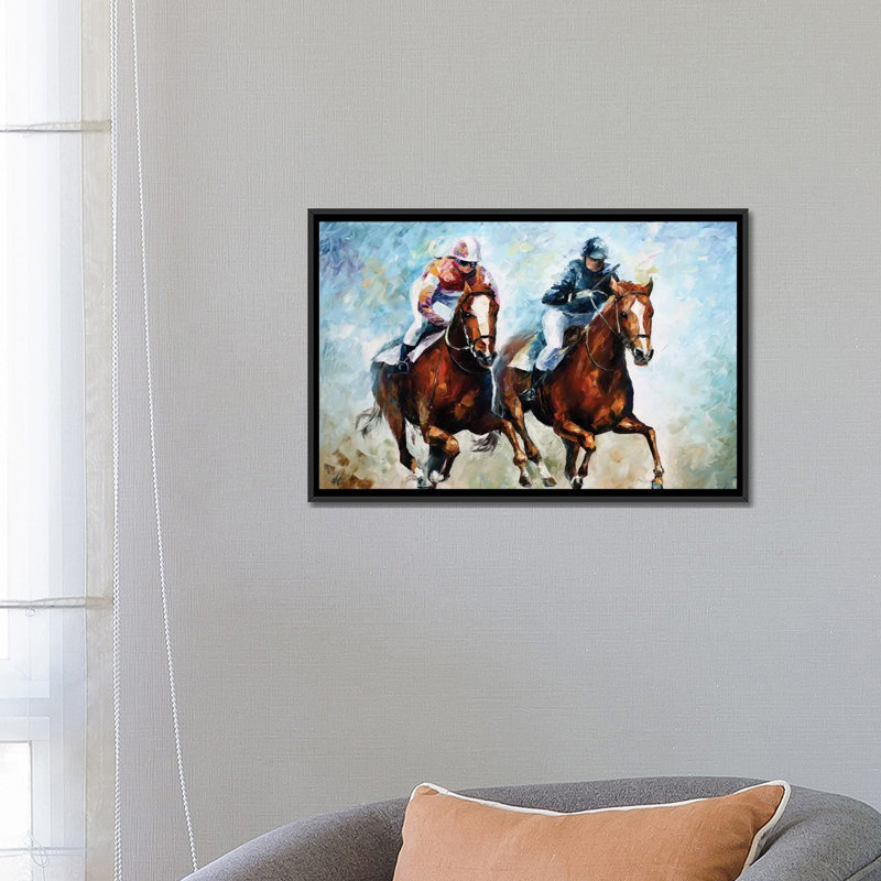 «Close Race», art mural sur toile tendue, H 18 po x l 26 po x P 1,5 po, Toile avec cadre noir, Pas de tapis
