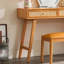 Bureau et coiffeuse en frêne et rotin
