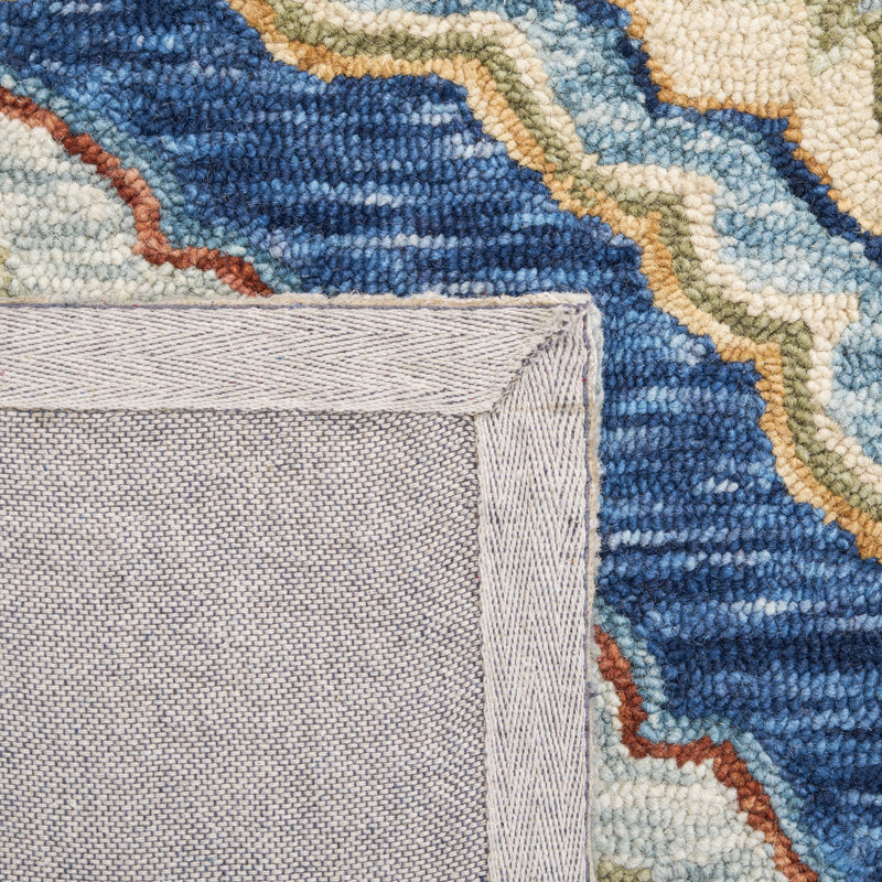 Tapis bleu marine en laine touffeté à la main Deacon, Rectangle 8 pi x 10 pi