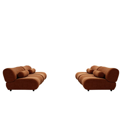 Élégant chenille orange en forme de L pour un look contemporain et modulaire, créez un espace de vie chic
