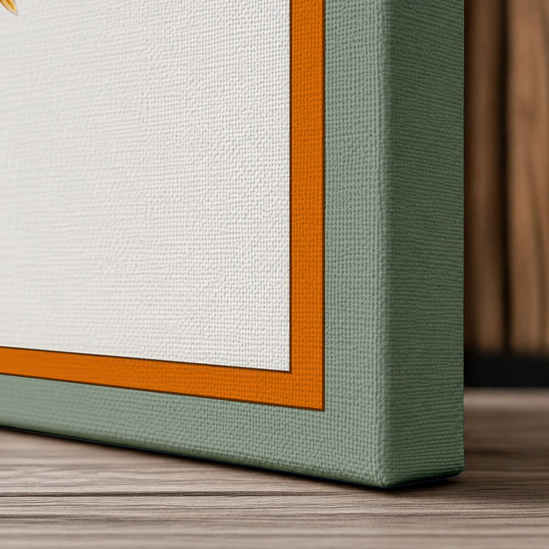 Golden Goldfish Botanical - Wrapped Canvas, 36x24 - 91.4 x 61.0 cm, Sage Border