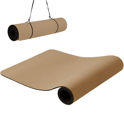 Cork Yoga Mat 183x61cm 6mm Thick, Non-Slip TPE Base Exercise Mat with Carry Strap, Eco-Friendly Mat for Yoga, Pilates & Home Gym