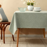 Grey Scalloped Edge Wrinkle-free Heat Resistant 56"x40" Rectangular Tablecloth