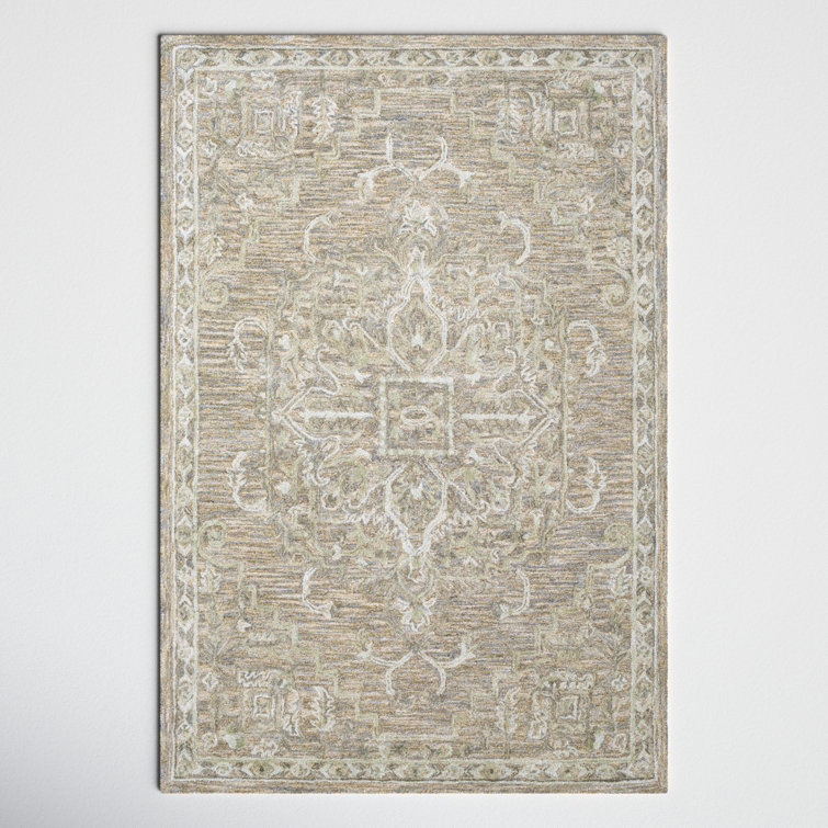 Cait Oriental Handmade Tufted Wool/Viscose Brown/Blue/Sage Area Rug