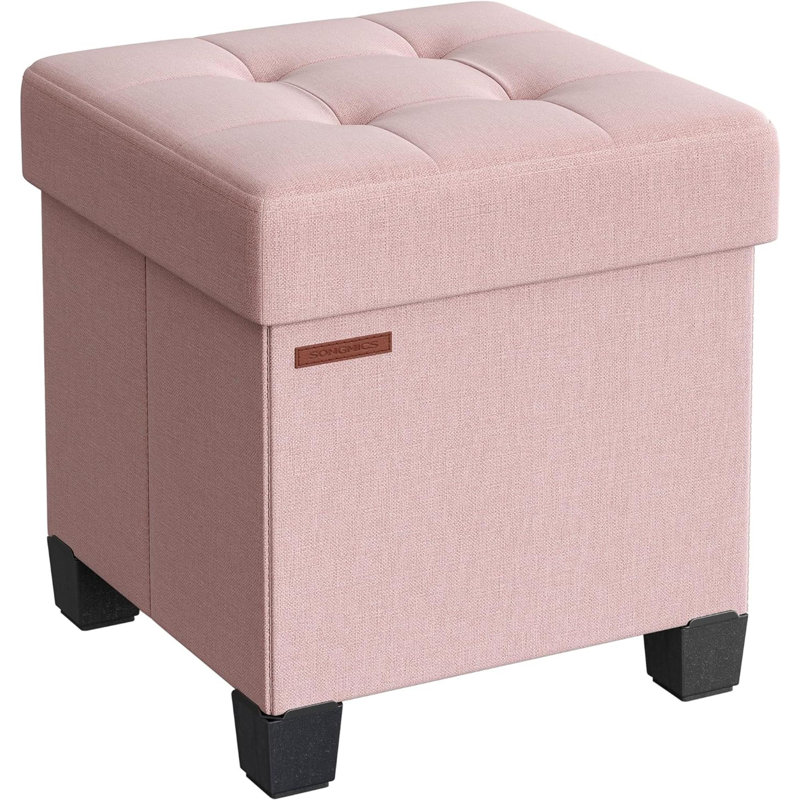 Rajane Upholstered Ottoman, Jelly Pink Fabric