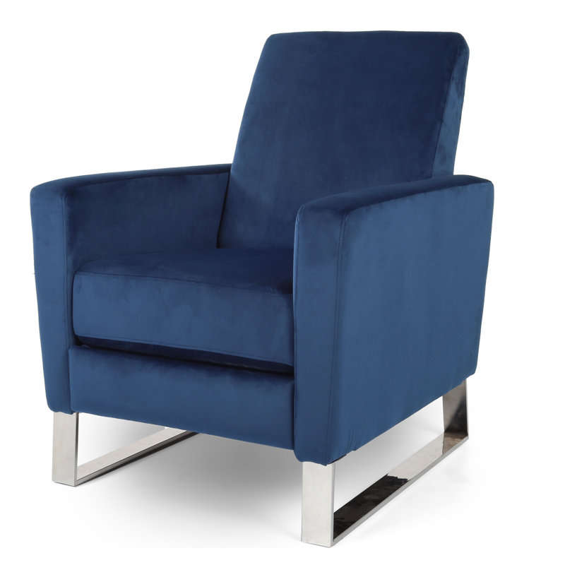 Fauteuil inclinable manuel Cesilie, Cobalt; cobalt, Velours