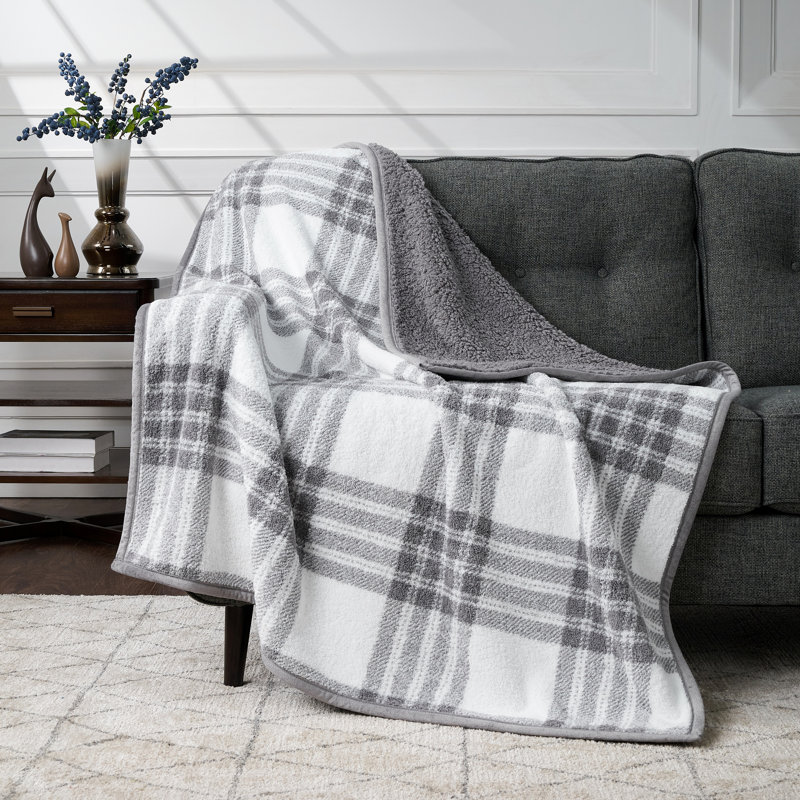 Jeté réversible en sherpa CBCHome, Gris