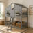 Twin over Twin House Bunk Bed with Roof , Window, Window Box, Door , with Safety Guardrails and Ladder-1851321100