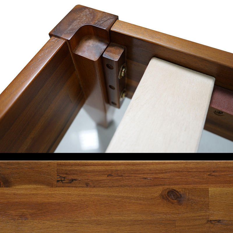 Mervyn Solid Wood Platform Bed without Headboard, Mid-Century Modern Bed Frame, Queen Size Bed Frame Wood Bed Compatible with All Mattresses, No Box Spring Needed, Easy Assembly, Caramel