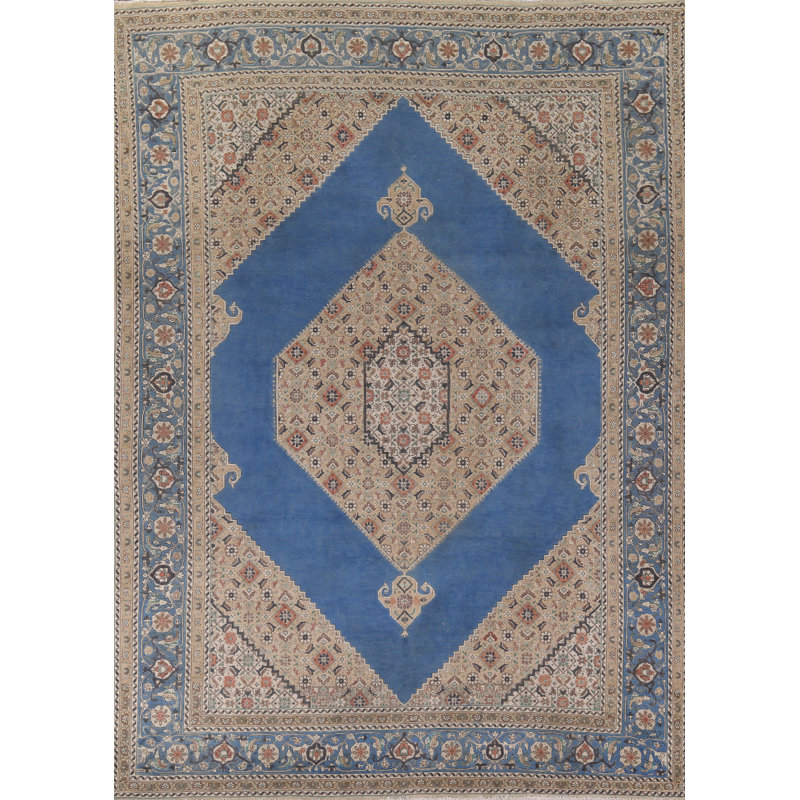 Tapis bleu géométrique 10 x 13 po