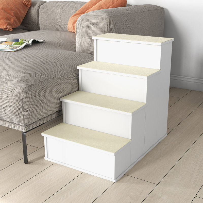 Malbon Carpeted Pads 4 Step Pet Stair, White
