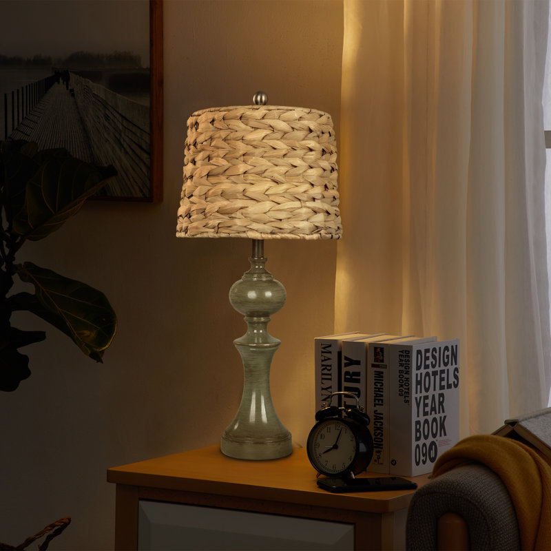 Lampe de table en résine Maroa, Vert antique