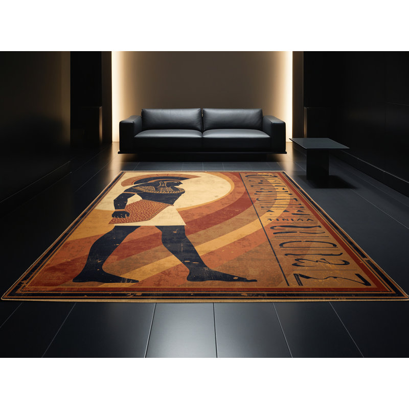 Machine Washable Warleigh Traditional Vintage Look Rug in Brown – LightBrown Binding, 7x9