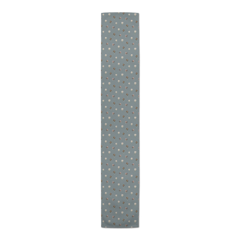 Rectangular Floral Table Runner, 90" x 16", Blue