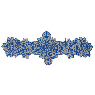 Large Blue Framed Flower Runner