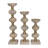 Foxx Modern Candle Holder Set with Sculptural Stacked Wood Base - Decorative Tabletop Candle Holders for Dining Table, Entryway, or Shelf Decor - Transitional Home Accent Trio - Set of 3, 14", 19", 23"-96523903