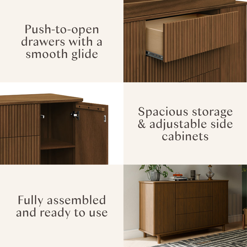 Pogo Tambour Assembled Dresser, Natural Walnut