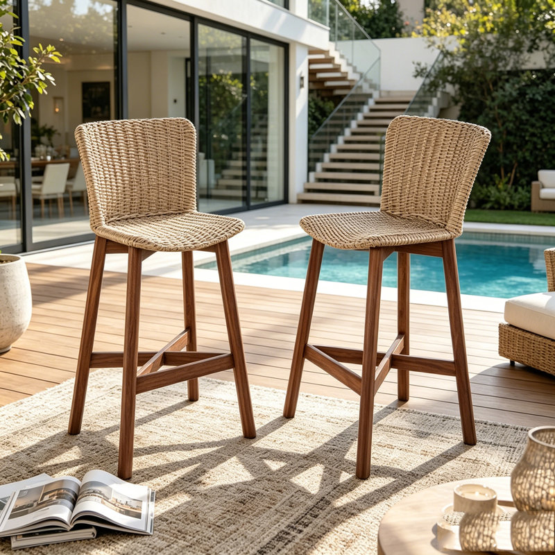 Tabouret d'extérieur, Brun clair, teck