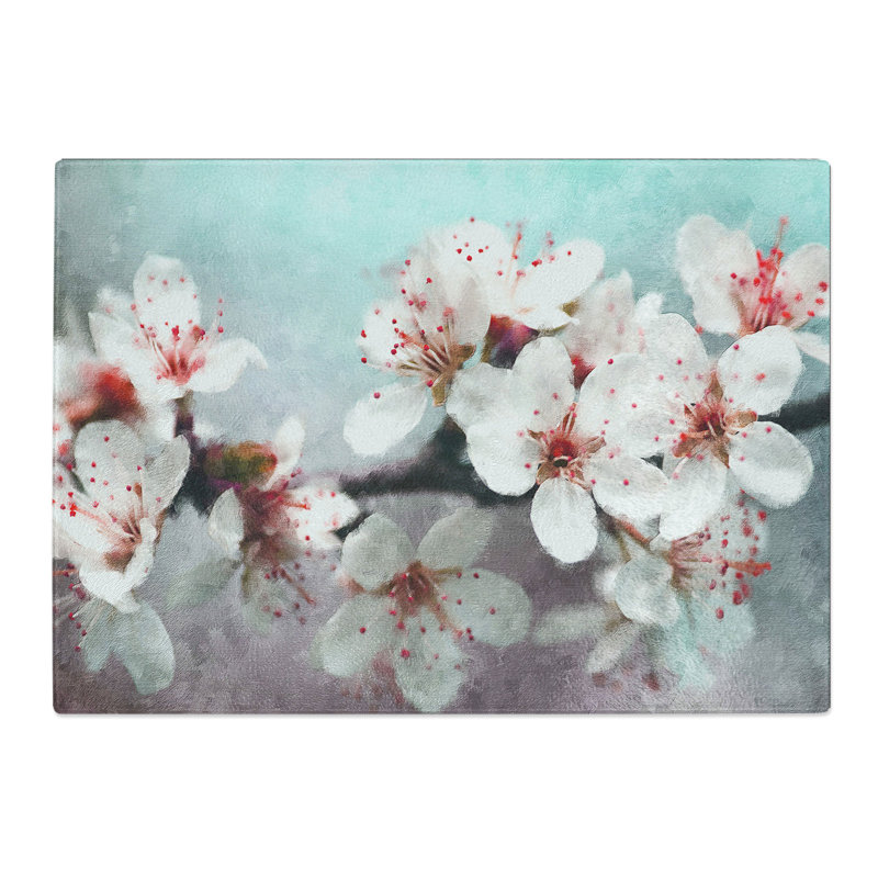 Tempered Glass Blossoms Painting Chopping Board, 20 cm x 28.5 cm