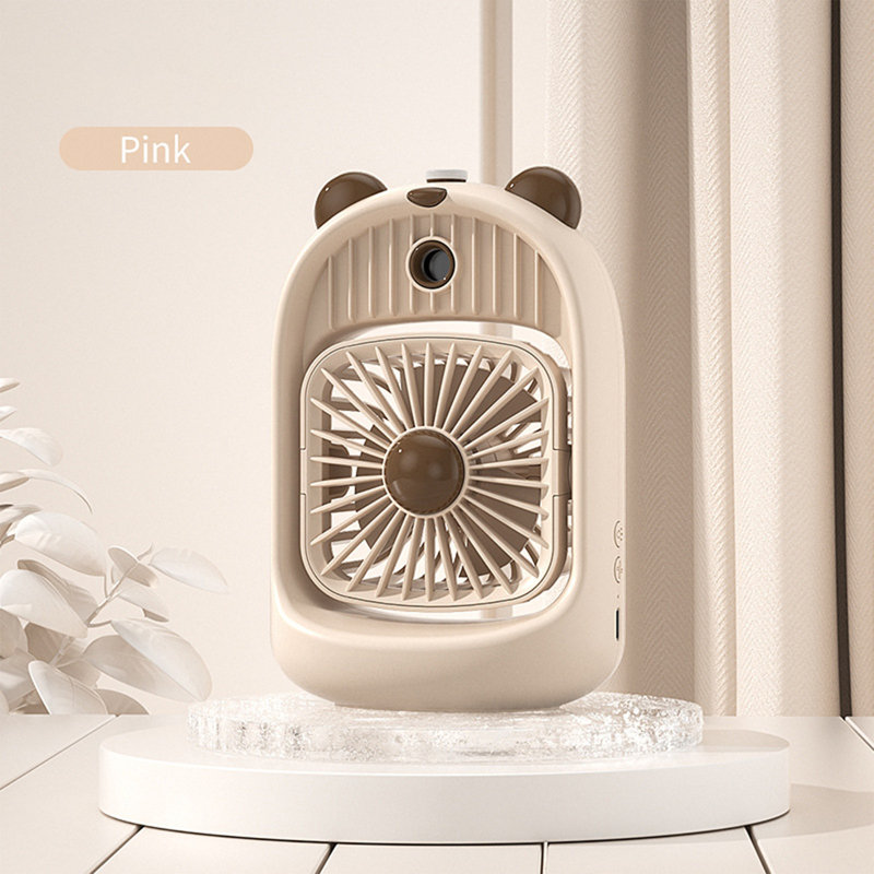 Kbndieu New Spray Hydration Mini Desktop Cooler Office Usb Humidification Spray High Wind Student Fan, Pink